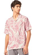 Bewakoof MenS All Over Printed Oversized Fit Half Sleeve Resort Collar Nylon Blend Shirt_685480_Pink_Xl