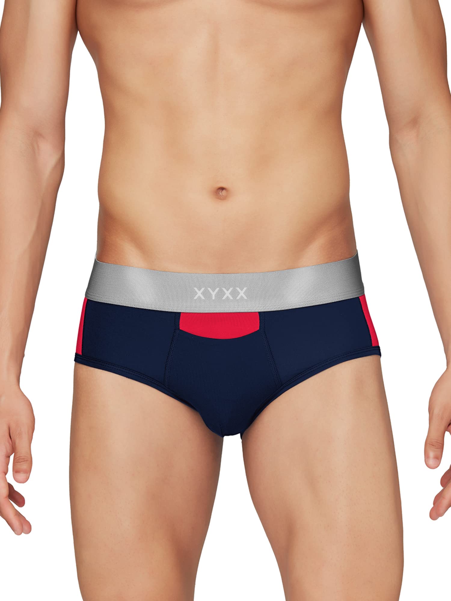 XYXX Mens Underwear Dualist IntelliSoft Antimicrobial Micro Modal Brief Pack of 3 (Black Iris & Brilliant Blue ; Black Iris & T