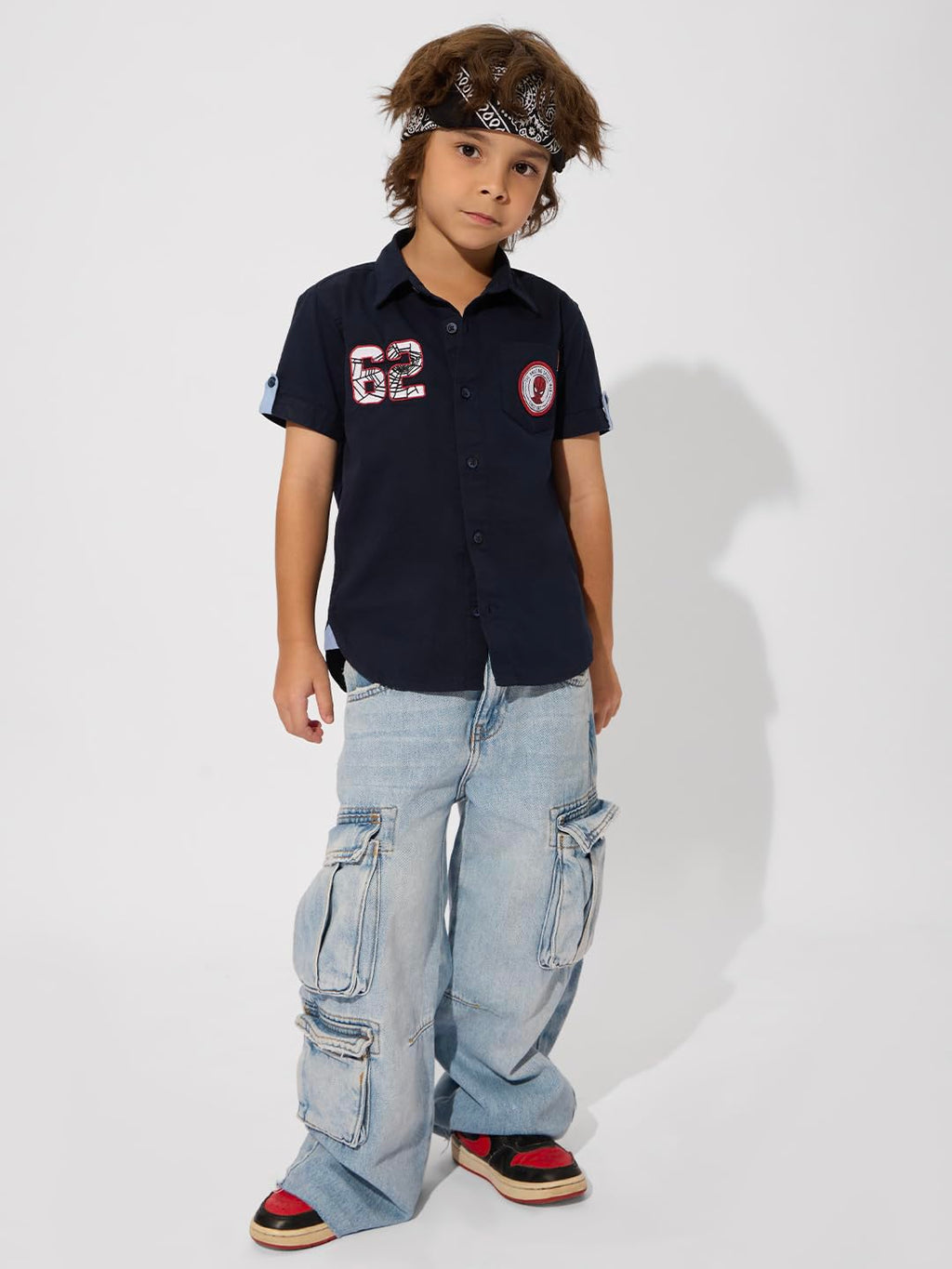 The Souled Store Officials Spider-Man Originals: Web of Justice Boys Short Sleeves Collared Neck Button Graphic Printed Cotton S