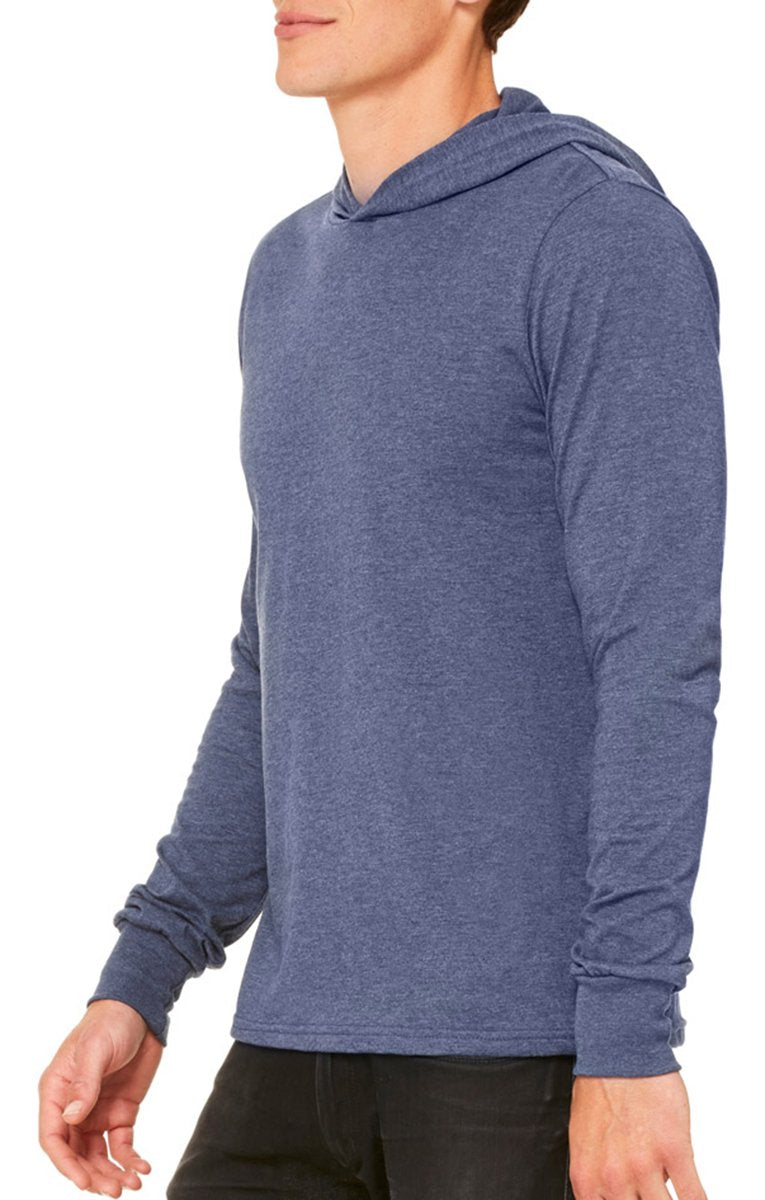 Unisex Jersey Long-Sleeve Hoodie - HEATHER NAVY - XS(D0102H7WFQP)