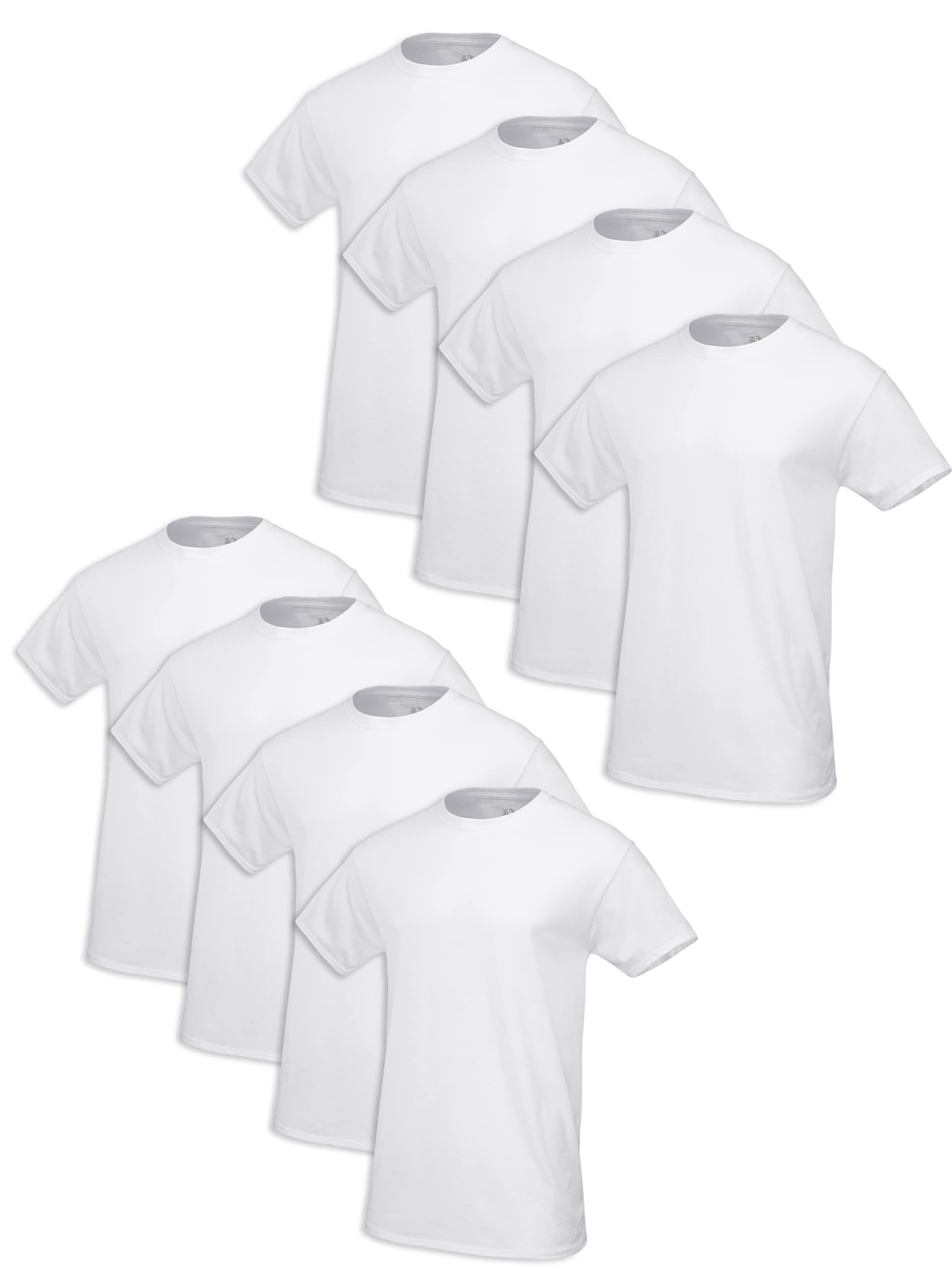 Fruit of the Loom Men's Tag-Free Cotton Undershirts, Regular-Crew-8 Pack White, Medium