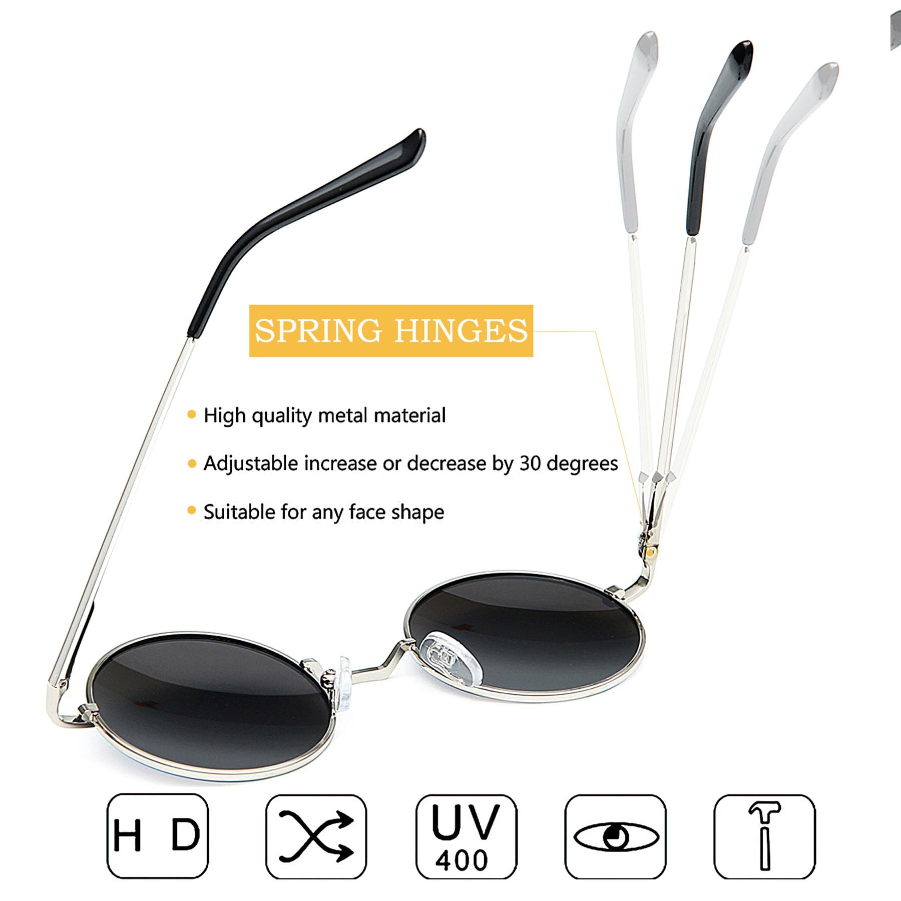 Joopin Polarized Round Sunglasses Circle Hippie Sun Glasses UV400 Teashade Shades for Women Men Sunnies Halloween Costume