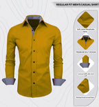 Zombom MenS Solid Cotton Blend Regular Fit Full Sleeve Collared Neck Casual Shirt For Men Gold