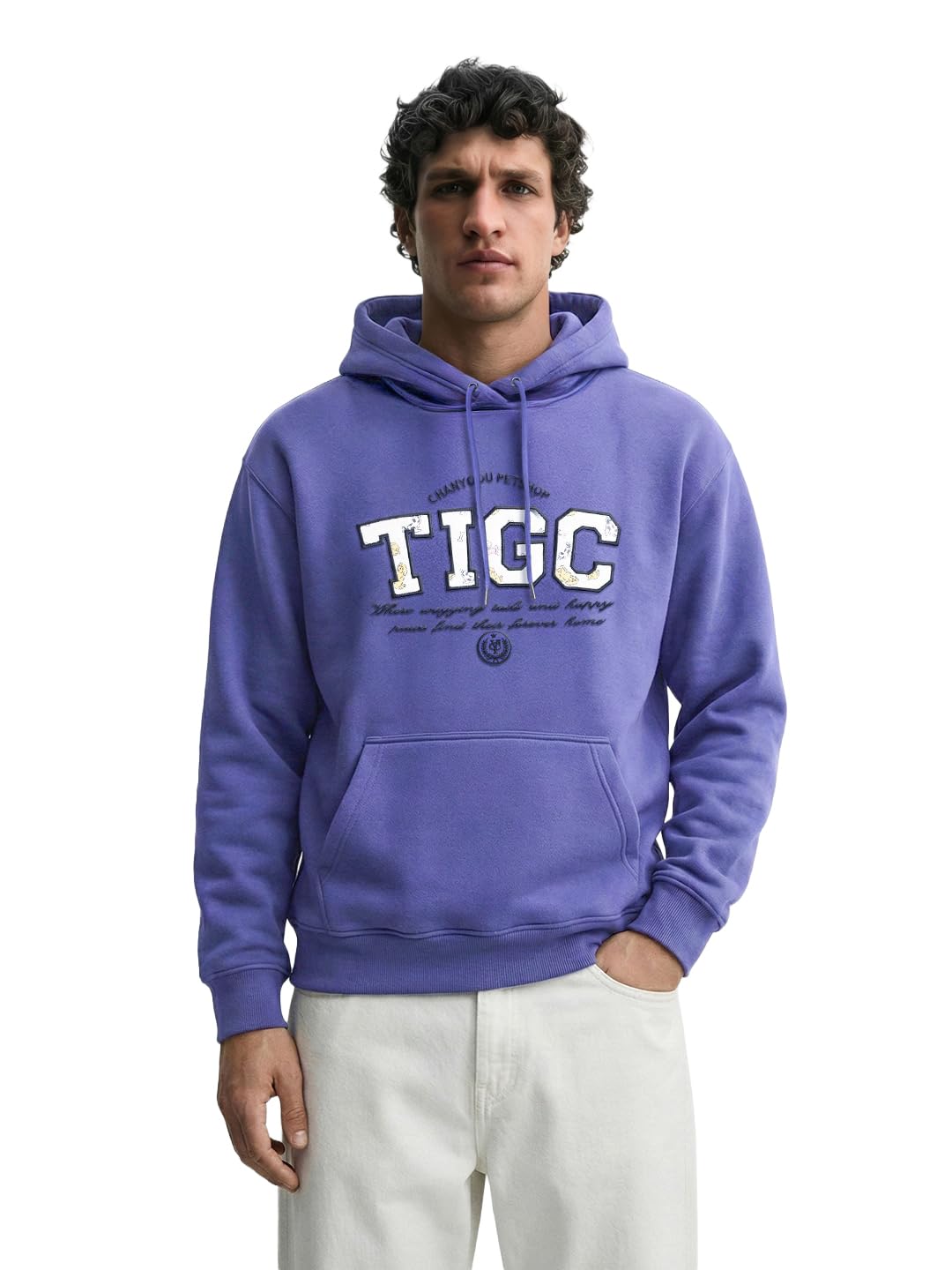 The Indian Garage Co Mens Relaxed Fit Long Sleeves Hooded Varsity Hoodie