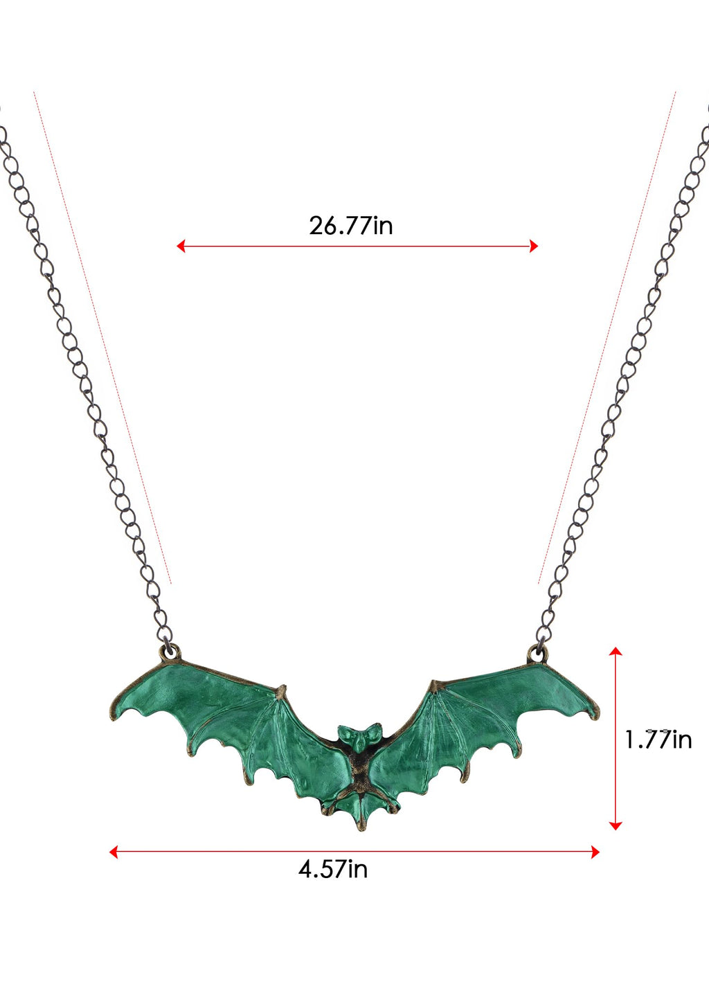 Alilang Gothic Bat Necklace Choker Flying Bat Pendant Necklace Halloween for Women, Green