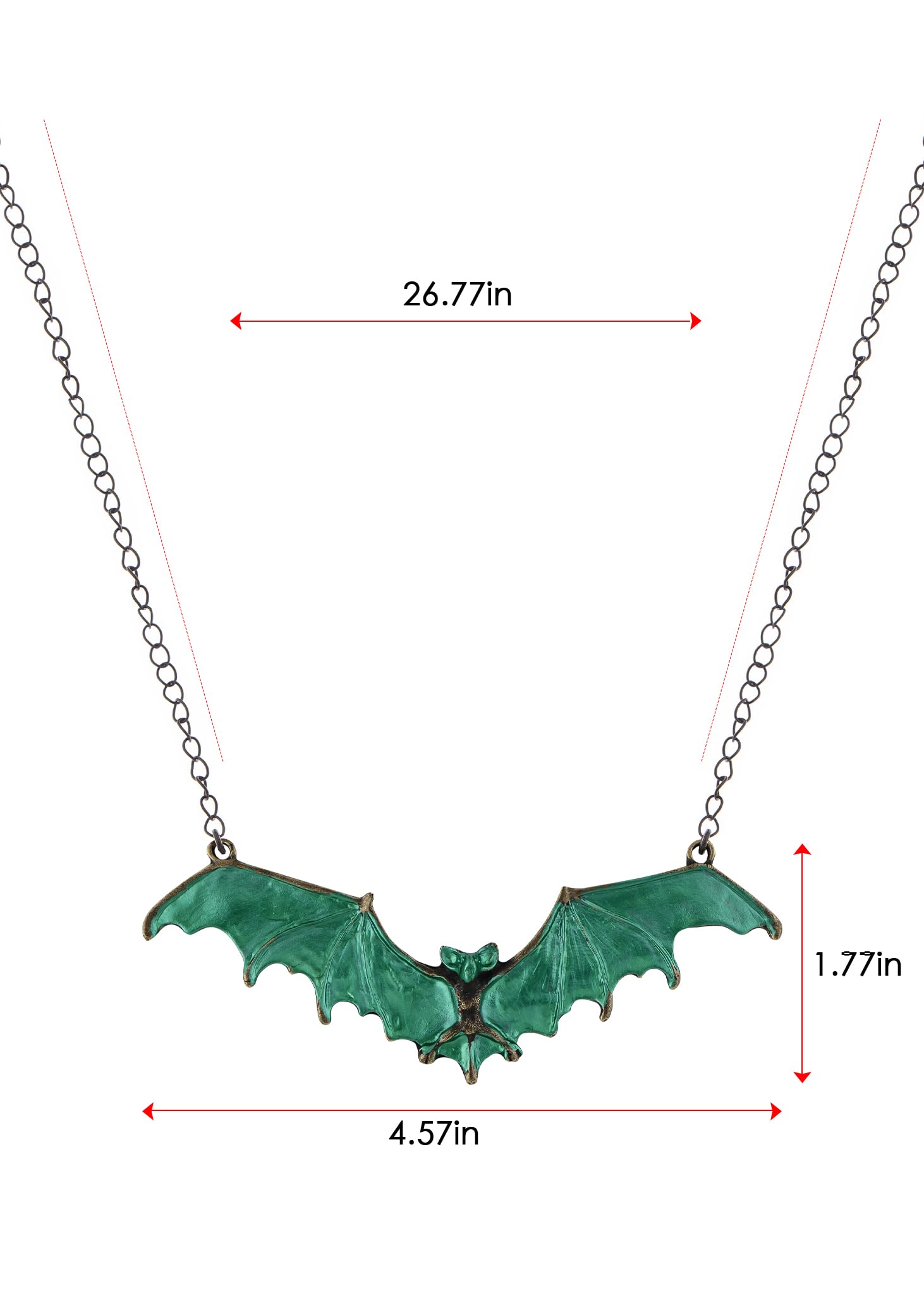 Alilang Gothic Bat Necklace Choker Flying Bat Pendant Necklace Halloween for Women, Green