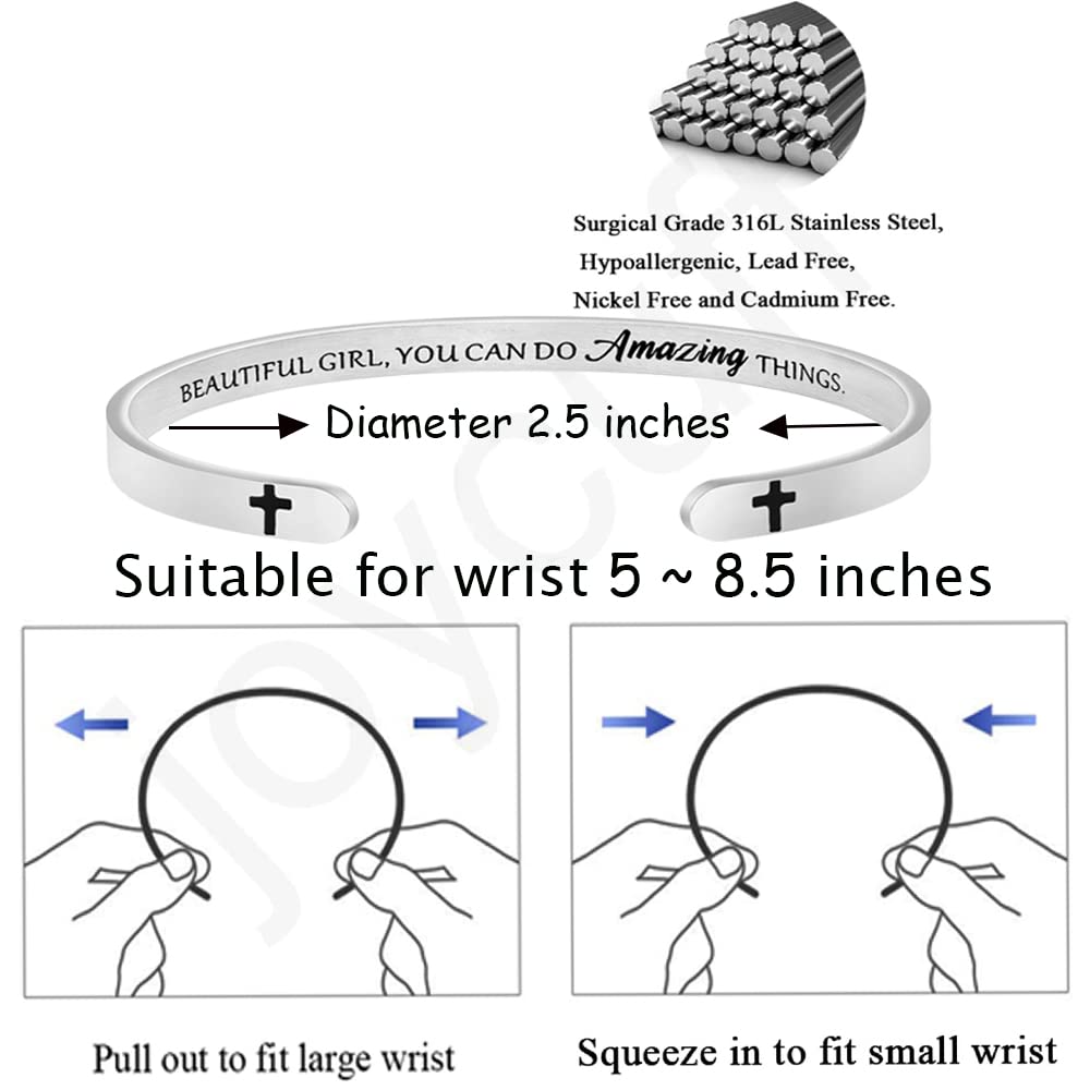 JoycuFF Birthday Gifts for Sister Gifts from Sister Bracelets for Women Inspirational Jewelry Big Sister Stainless Steel Cuff Br