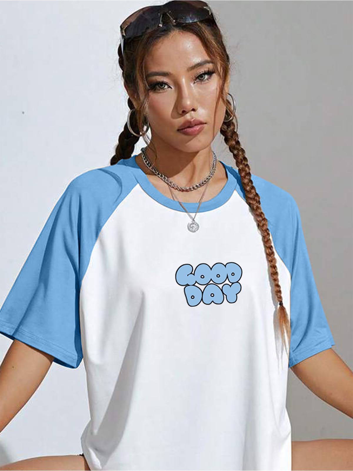 Juneberry 100% Pure Cotton Oversized Baggy Fit Drop Shoulderdutch Canalgraphic Printed Raglan Sleeves Boyfriend T-Shirt For Wome