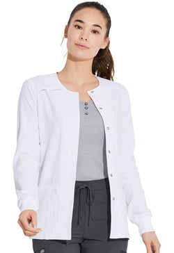 Dickies Scrub Jackets For Woman Snap Front Warm-up Jacket With 2 Pockets - DK305, S, White
