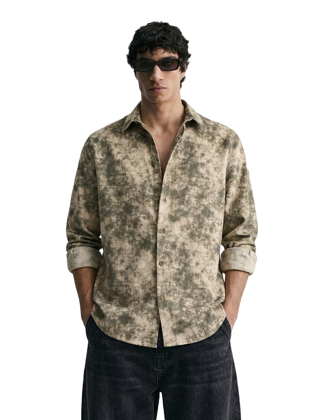 The Indian Garage Co Mens Regular Fit Printed Cutaway Collar Full Sleeves Sweater
