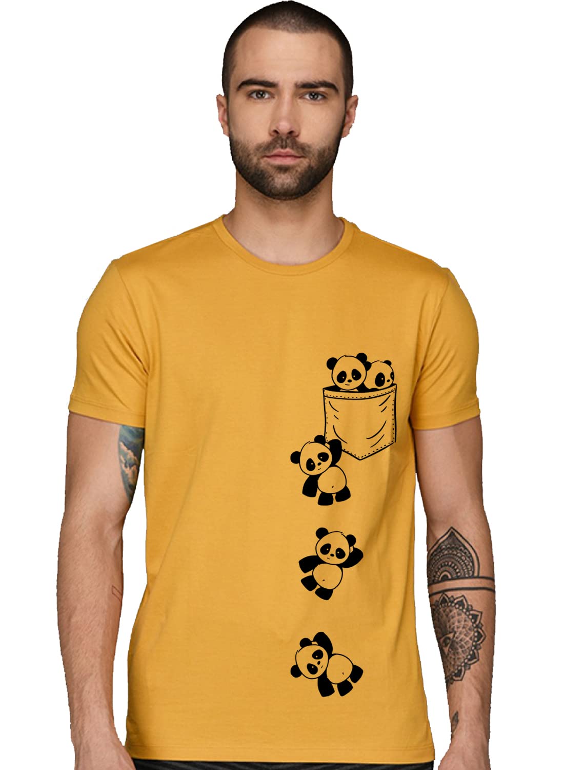 Adro Men'S Graphic Printed T-Shirt (Rnr-M-Poc-Mu_Mustard_Xl)