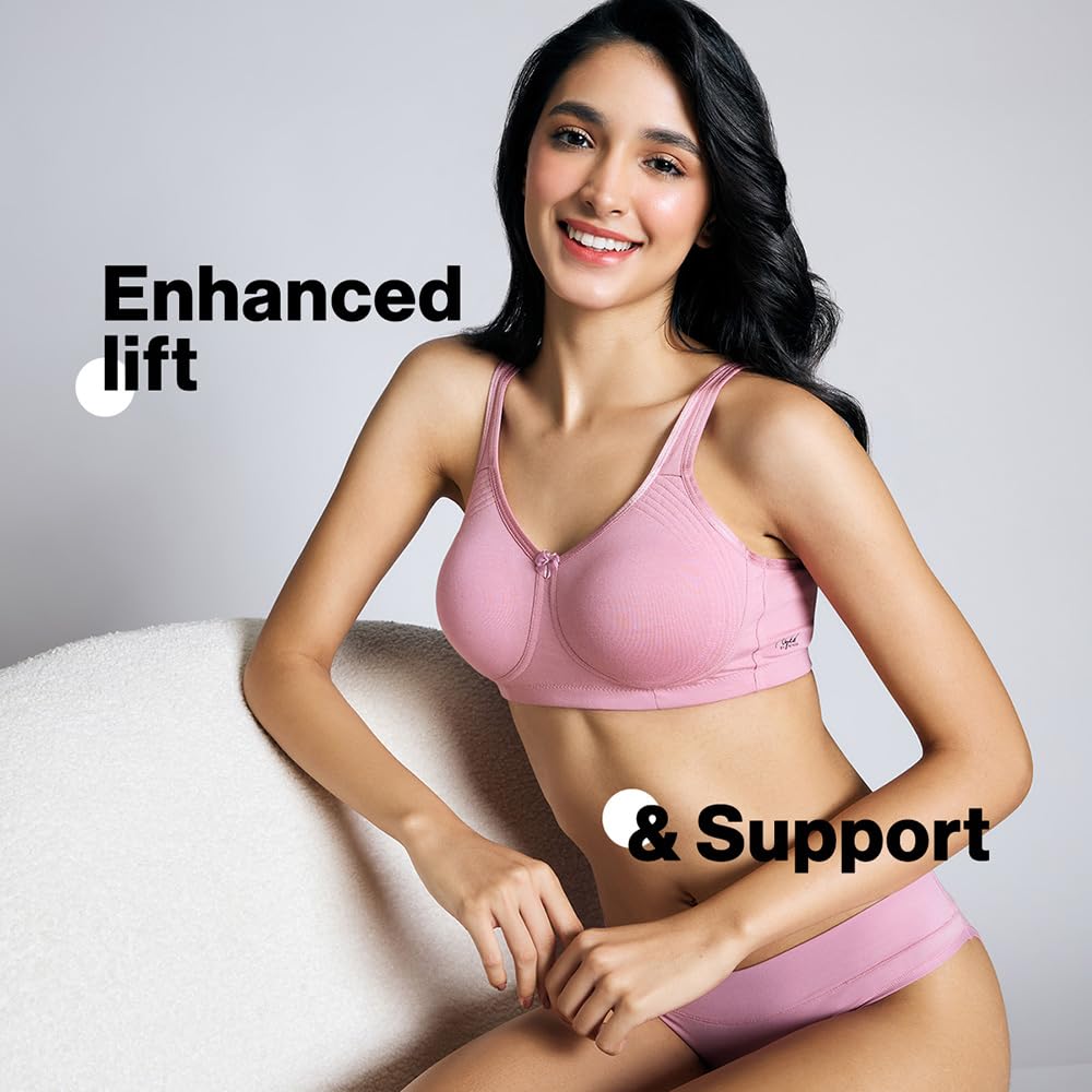 NYKD Encircled with Love Everyday Cotton Bra for Women Non Padded, Wirefree, Full Coverage - Side Support Shaper - Bra, NYB169,