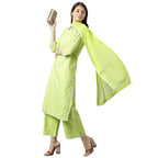 ANNI DESIGNER Women's Cotton Blend Kurta with Palazzos & Dupatta (Rust-Parrot_NEW01_XXL_Light Green_XX-Large)
