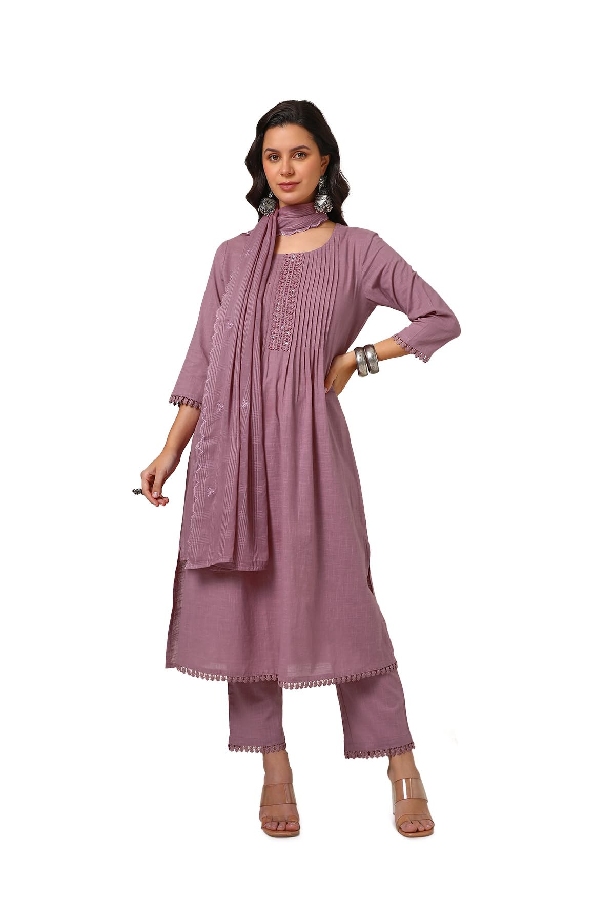 Soch Women Cotton Slub Kurta Suit Set (