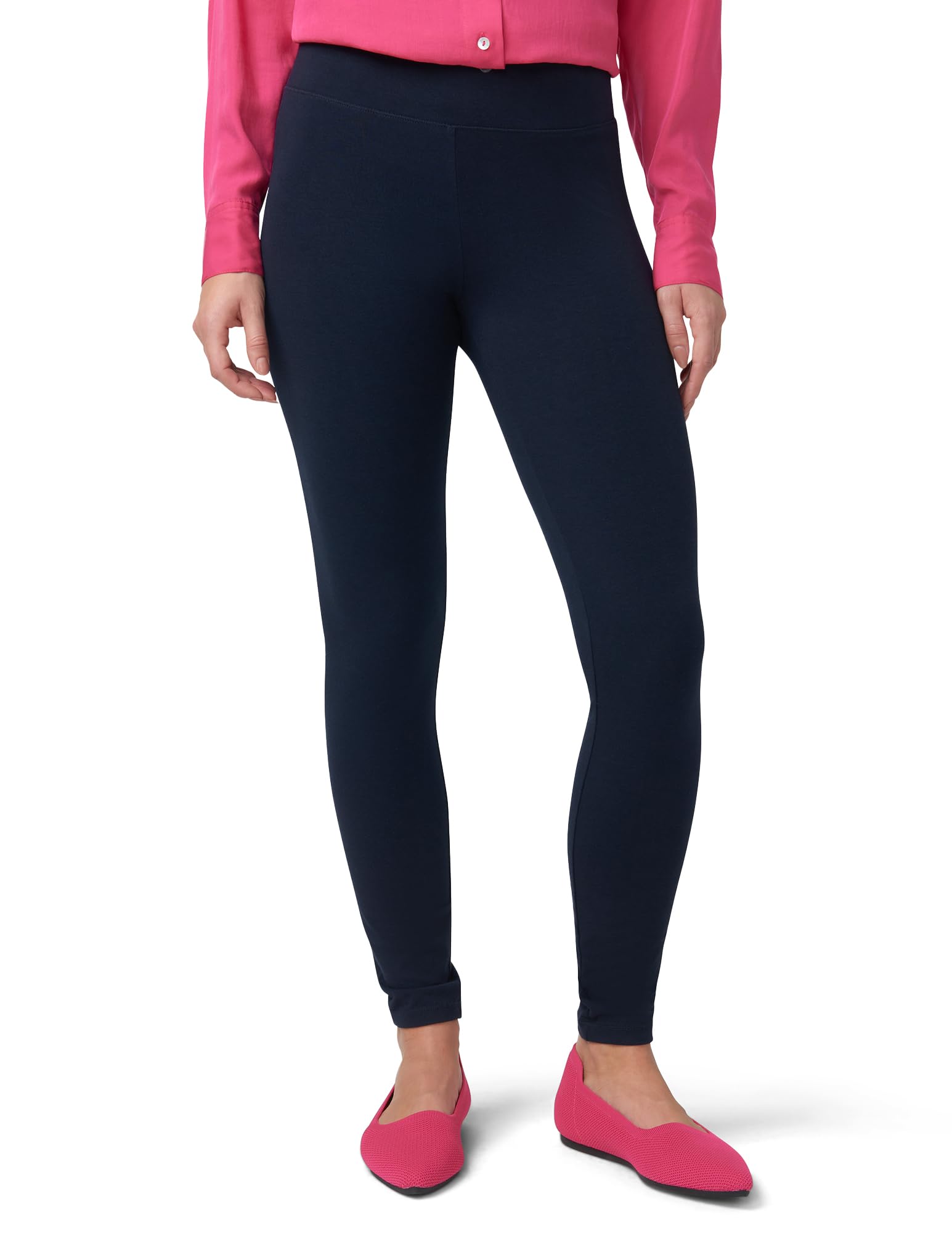 Hue Women's Cotton Ultra with Wide Waistband, Assorted Leggings Pants, Navy, Large US