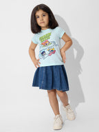 The Souled Store Official Powerpuff Girls : ChasinWaves Girls Round Neck Multicolor Graphic Printed Cotton Half Sleeve T-Shirts