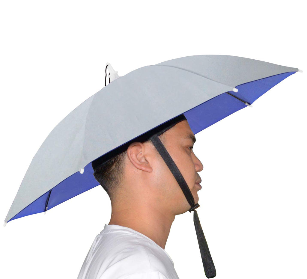 NEW-Vi Umbrella Hat, 25 inch Hands Free Umbrella Cap for Adults and Kids, Fishing Golf Gardening Sunshade Outdoor Headwear (Silv