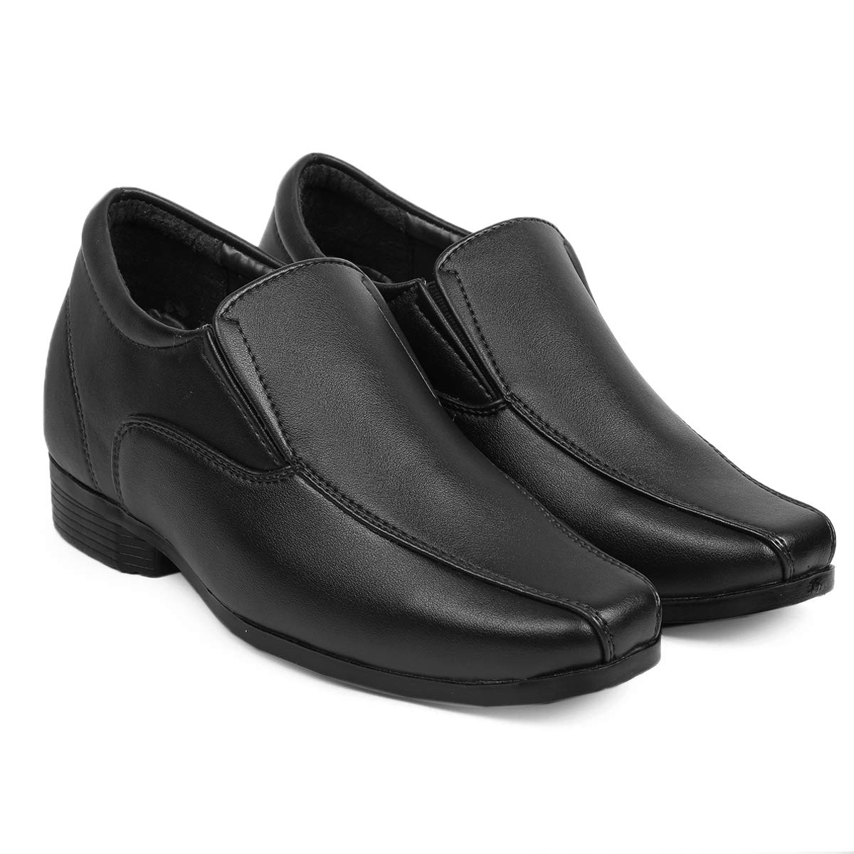 BXXY Mens 3 Inch Hidden Height Increasing Synthetic Material Casual Black Formal SlipOn Shoes. 7 UK 7