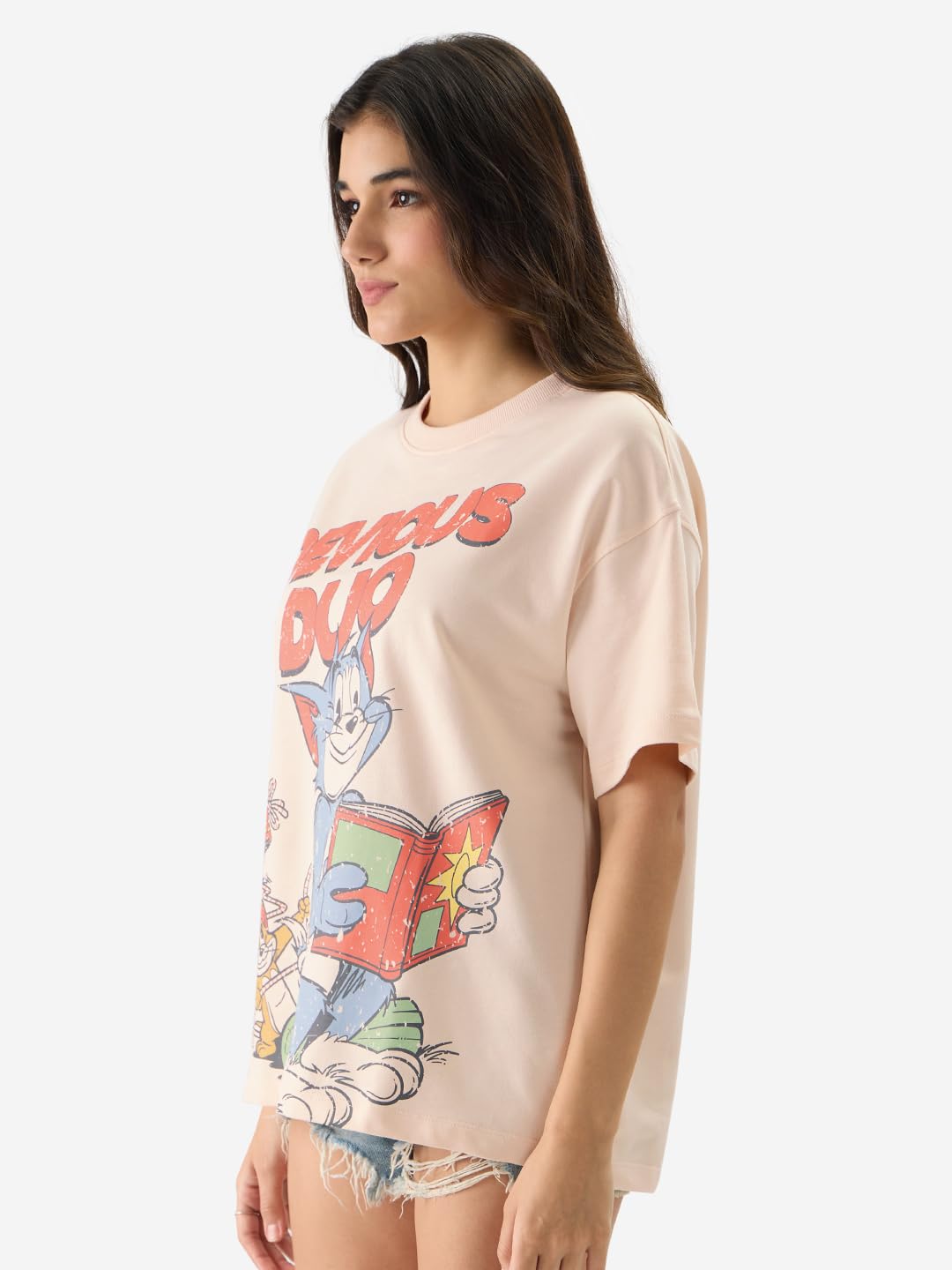 The Souled Store Tom and Jerry: Devious Duo Women Oversized T-Shirts