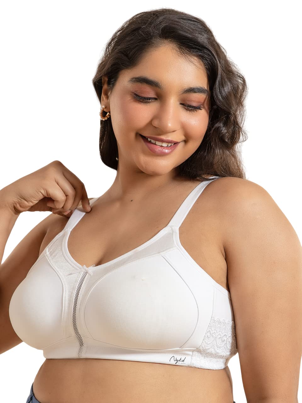 NYKD (NYB101 Cotton Non Padded & Non Wired Everyday Bra for Women | M-Frame Structure for Bounce Control with Full Coverage & Su