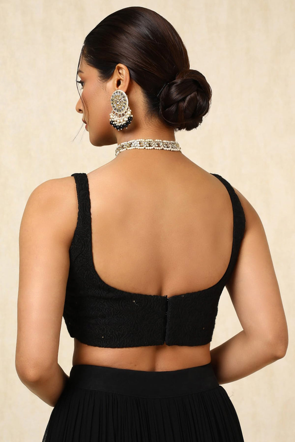 Soch Womens Black Viscose Embroidered Sleeveless Blouse