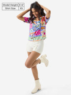 The Souled Store Official Peanuts: Carefree Women and Girls Short Sleeve Collared Neck Button Front Regular Fit Rayon Summer Shi