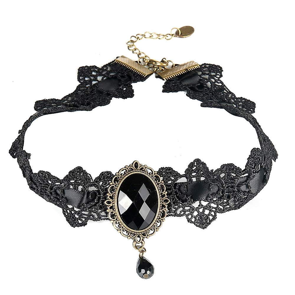 AOCHEE Black Lace Choker Necklace Lace Gothic Choker for Women for Halloween Weeding Costume Party Prom Vampire Choker (Black)