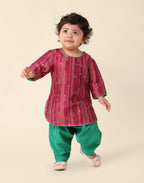 Fabindia Baby Girls Cotton Silk Printed Regular Fit Salwar Set (1031880GREEN_Green