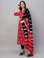 ANNI DESIGNER Womens Cotton Blend Staright Printed Kurta with Pant & Dupatta (Mayavi Red_L_Red_Large)
