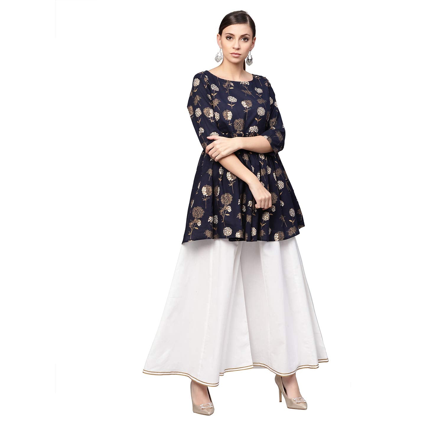 Idalia Gold Print Peplum Kurta Set