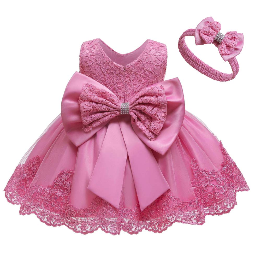 Lottle Girls Christmas Embroidery Lace Dresses Infant Easter Halloween Wedding Formal Event Dress(Dust Pink,120)