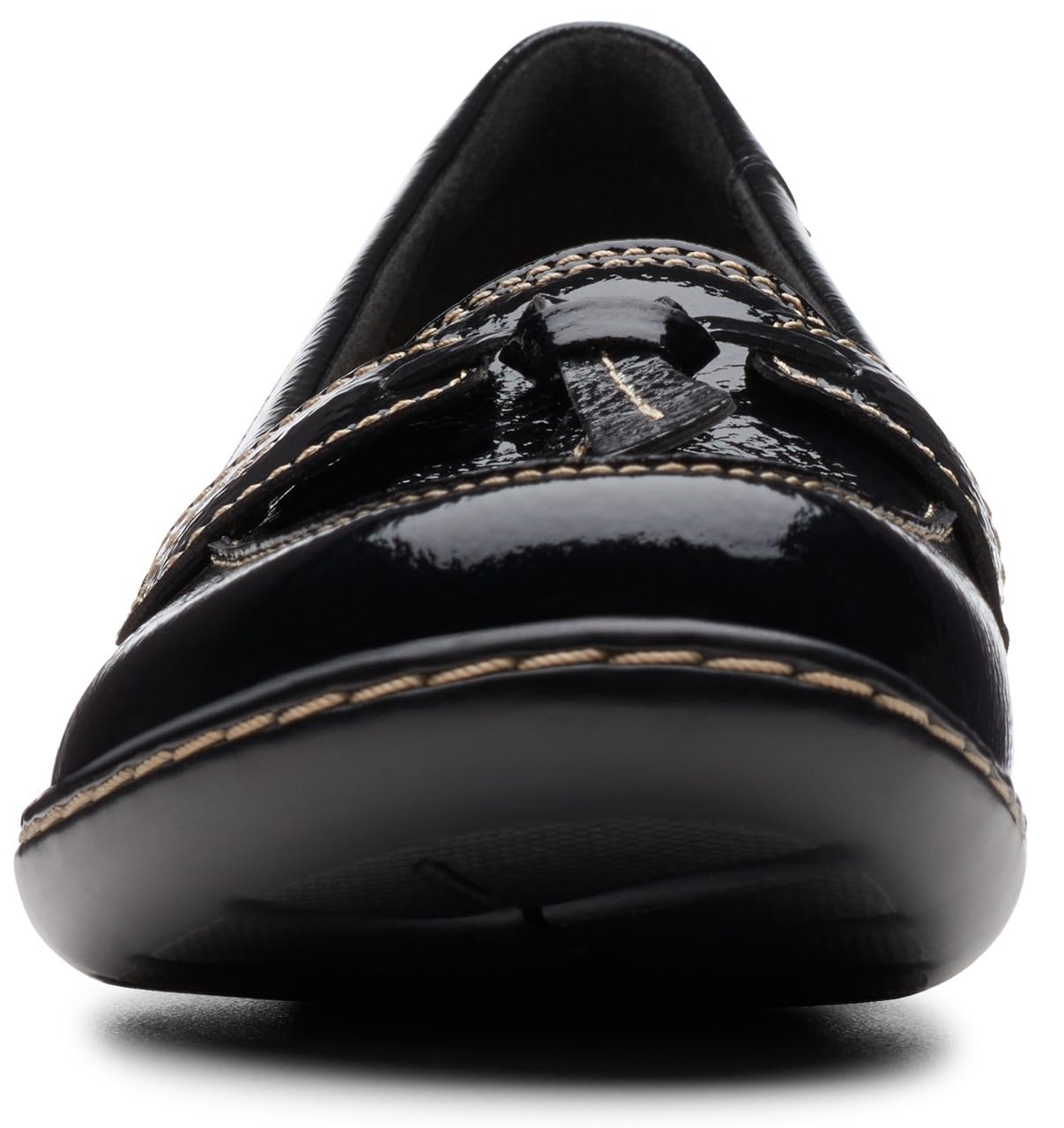 Clarks Women's Ashland Bubble Loafer, Black Crinkle Patent Synthetic, 8.5 M US