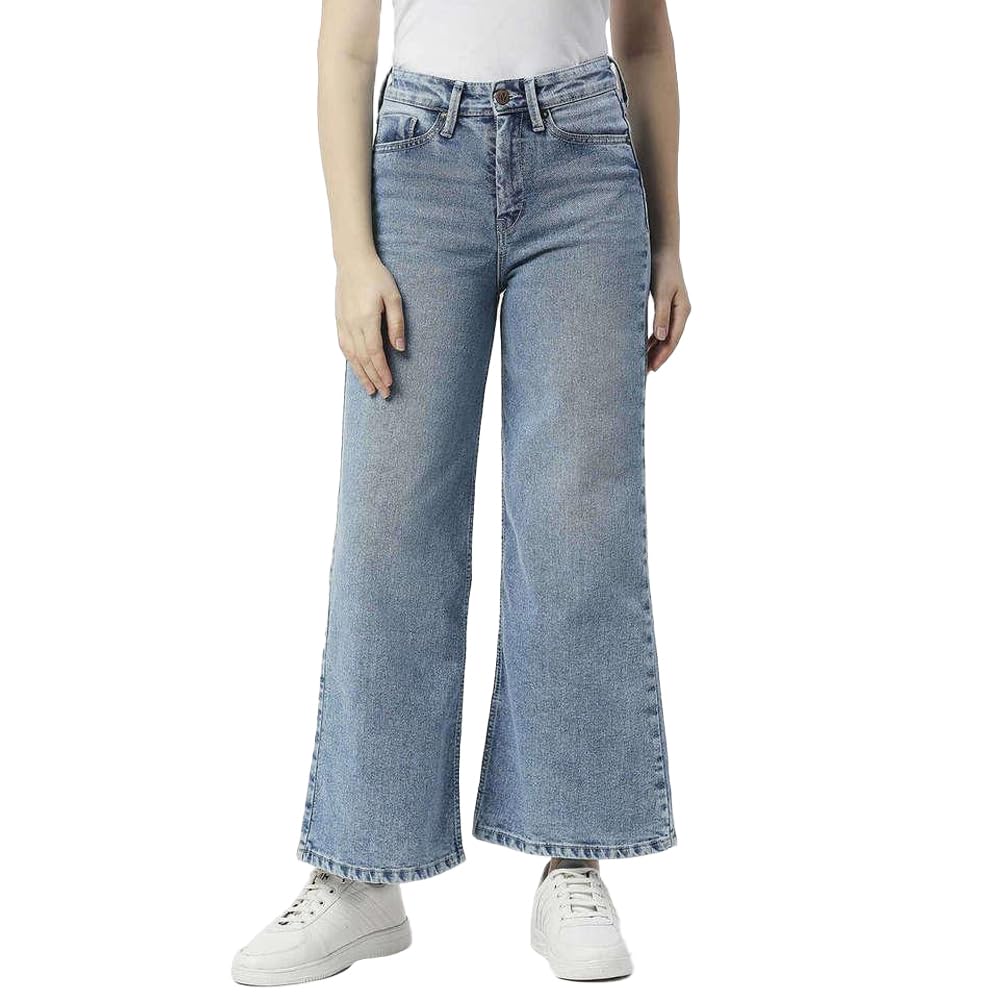 Pepe Jeans High Rise Cotton Relaxed Fit WomenS Jeans (Blue, 30)