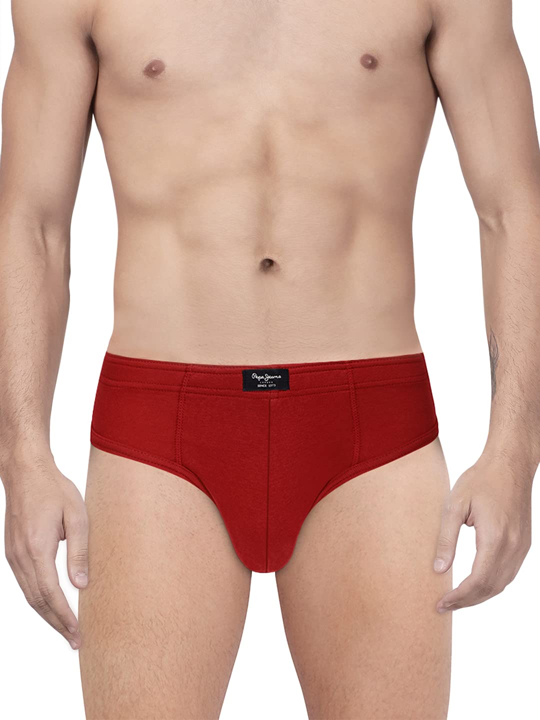 Pepe Jeans Innerwear MenS Solid Brief (Pack Of 2) (Clb01-02_Parry Red_Parry Red-100-105)