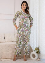 SMOWKLY Womens Printed Rayon Slub Mid Thighs Short Kurti With Relaxed Fit Pant Sylish Co-Ords Set || Trendy 3/4 Sleeve Kurta &