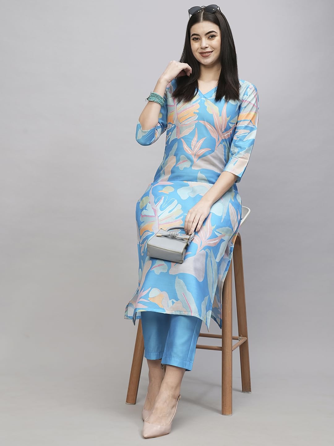 Gosriki Women Cotton Blend Kurta With Pant Pack Of 2