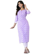 Gosriki Women'S Cotton Blend Traditional Straight Printed Kurta And Pant Set (Danapa Purple-Cmd-Gs_M_Purple_Medium)