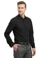 Turtle Men Black Regular Fit Solid Pure Cotton Formal Shirt