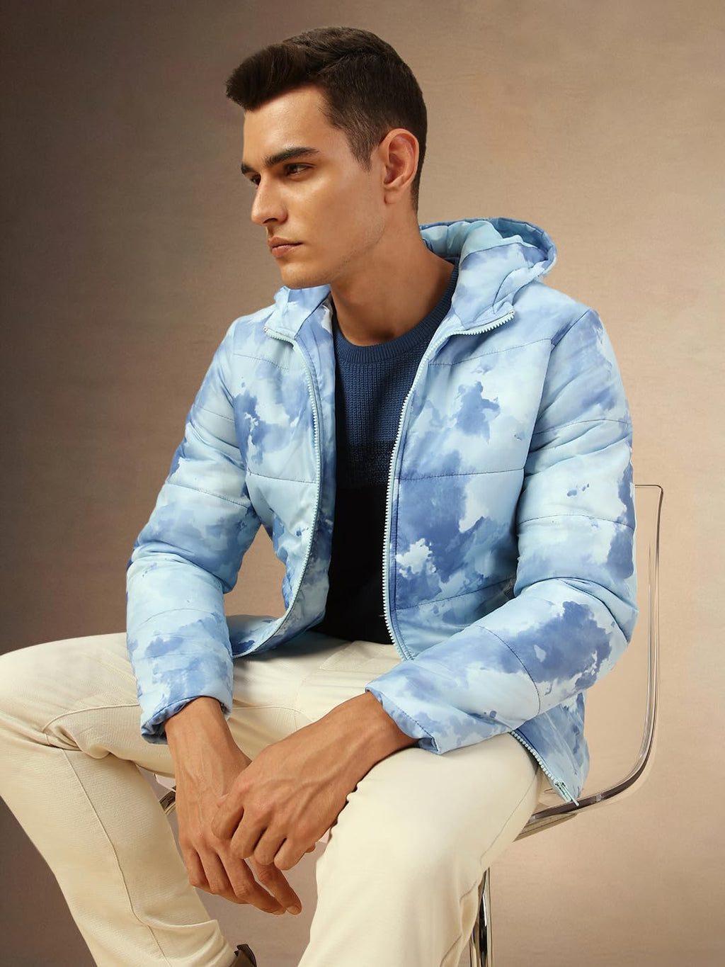 Dennis Lingo Men Regular Fit Ployseter Printed Full Sleeves Hooded Padded Jackets