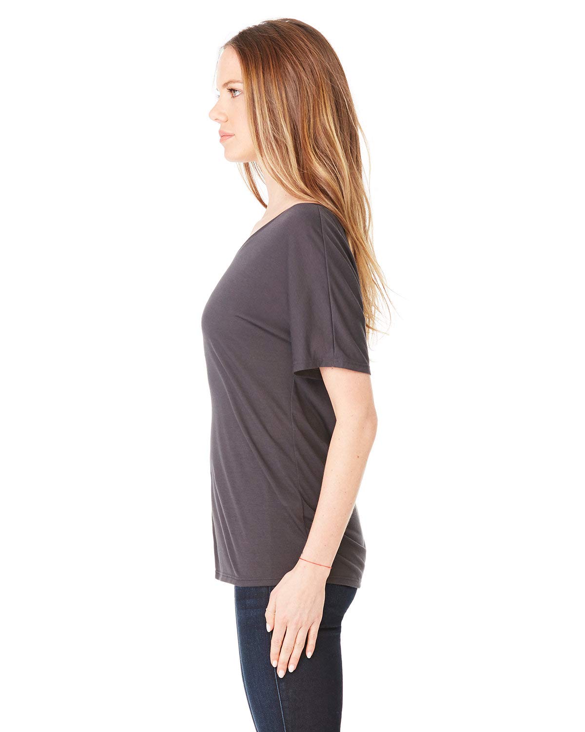 Ladies Slouchy T-Shirt - WHITE MARBLE - S(D0102H7W5D8)