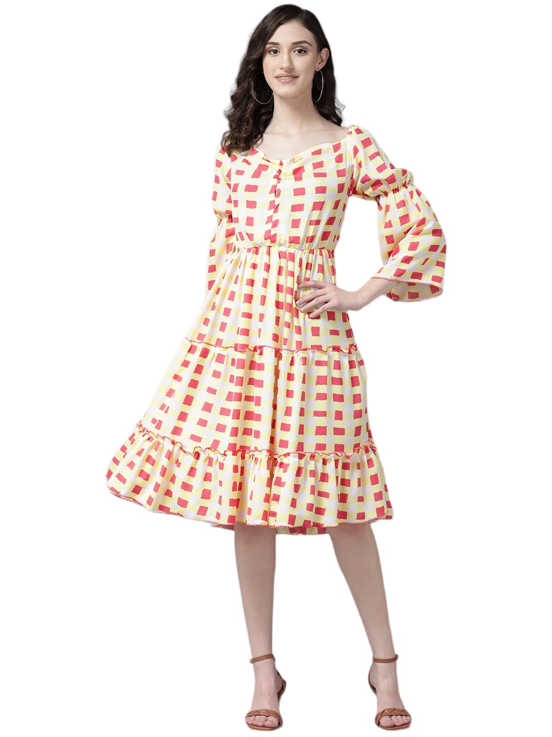 Aarika Womens Gajri Color Cotton Blend Printed Middi (Sp-Md-W-2728-Gajri-Xl)