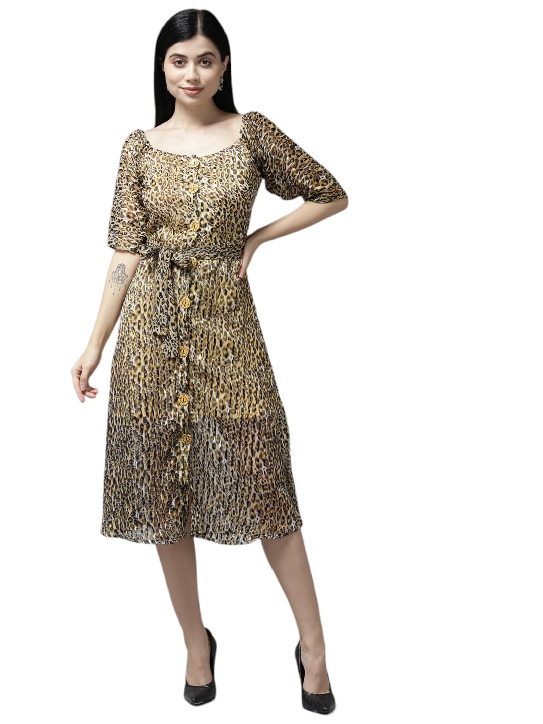 Aarika Womens Brown Color Dress (Sp-Dr-Aw-525-Gold-Xxl)