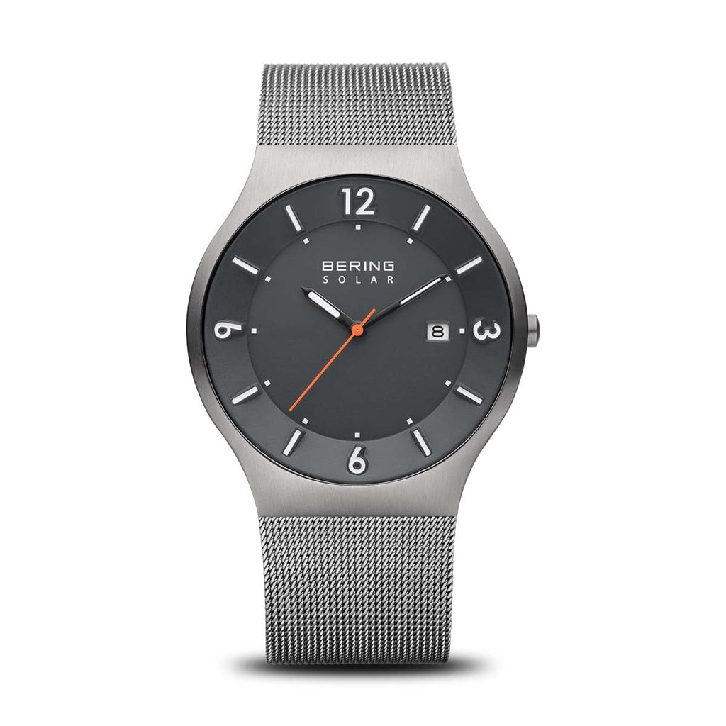 BERING Men Analog Solar Collection Watch with Stainless Steel Strap & Sapphire Crystal, Grey/Dark Grey, 40, Grey/Dark Grey