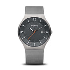 BERING Men Analog Solar Collection Watch with Stainless Steel Strap & Sapphire Crystal, Grey/Dark Grey, 40, Grey/Dark Grey