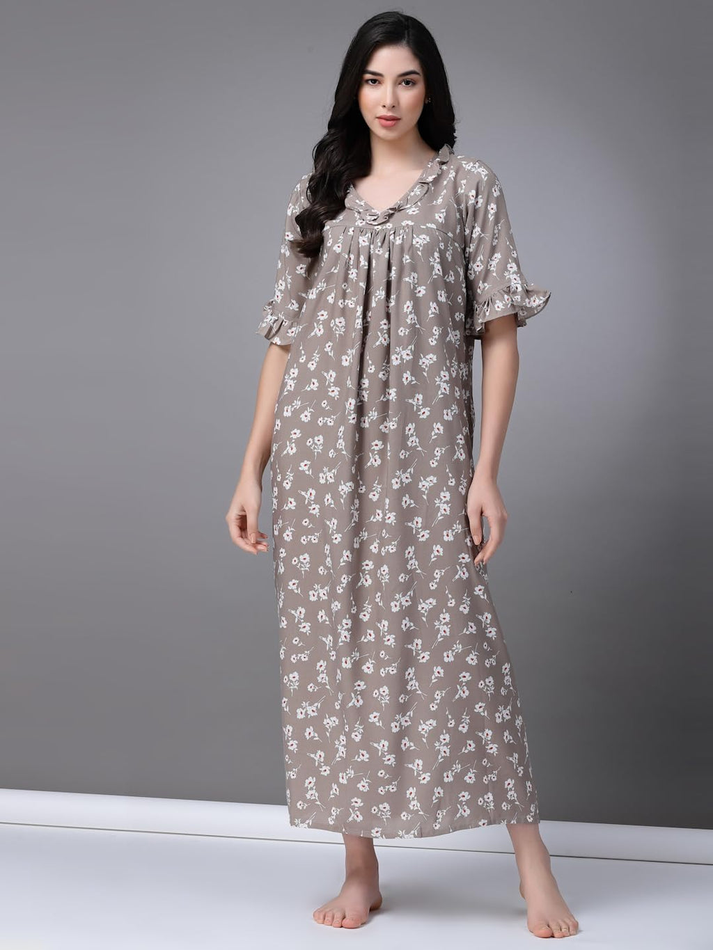 OOMPH! Cotton Blend Nighty for Womens | Night Gown | Nighty | Nightdress | Maxi Dress | Sleepwear | Gown for Women | Nighties |
