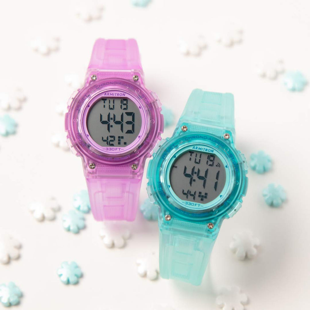 Armitron Sport Women's 45/7086TPR Digital Chronograph Translucent Purple Resin Strap Watch