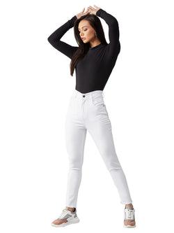 Dolce Crudo WomenS Skinny Fringed Detailing High Rise Clean Look Solid Cropped Stretchable Denim Jeans (Doss19Den08-23-82-34_, W