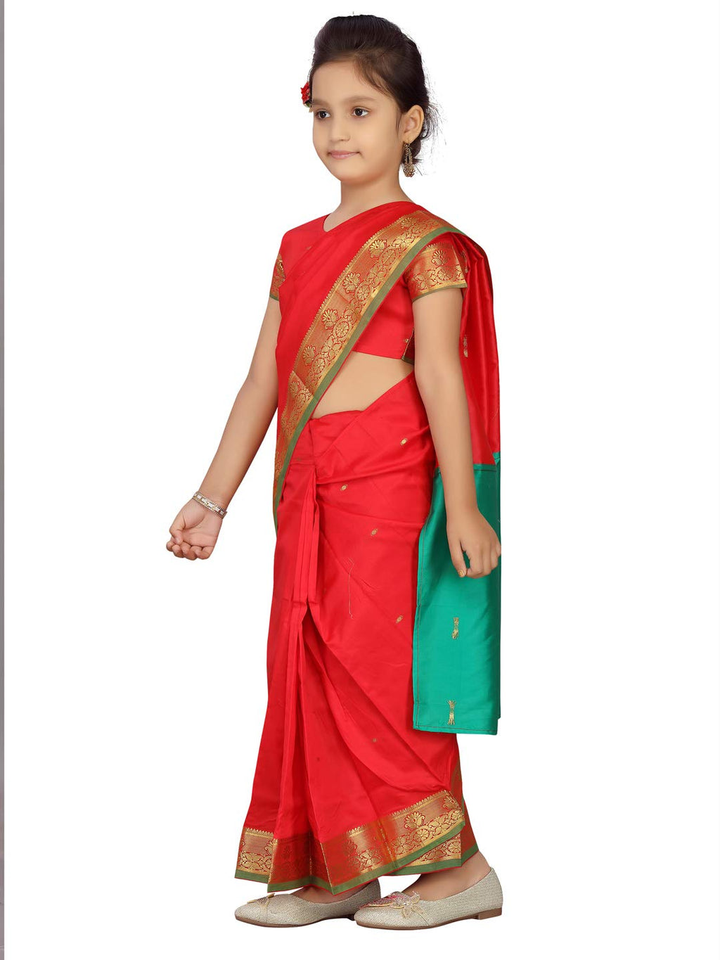 Aarika Girls Red Colour Saari (SR-20690-RED)