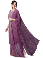 ANNI DESIGNER Womens Cotton Blend Embroidered Straight Kurta with Pant & Dupatta (Kasturi Purple-NW_XL_Purple_X-Large)