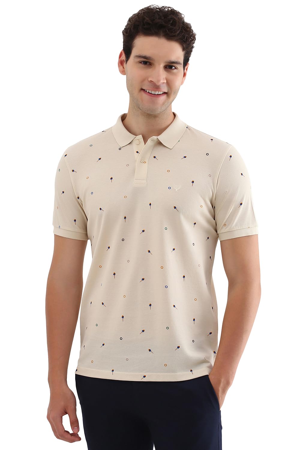 Allen Solly Men Regular Fit Printed Casual Half Sleeve Short Sleeve Polo Shirt
